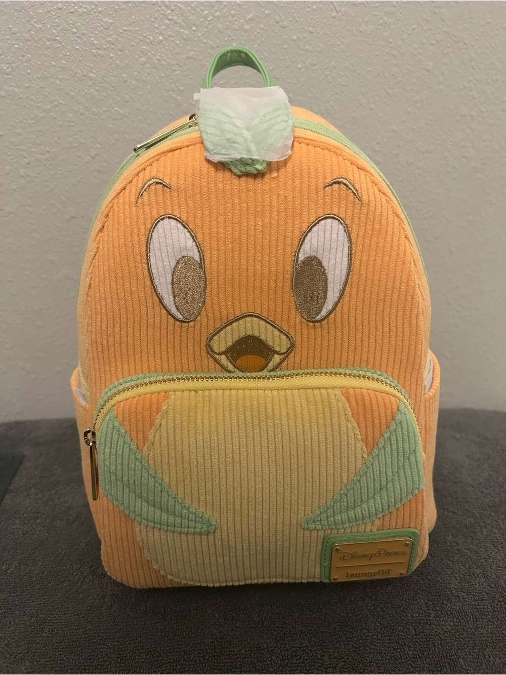 Disney Parks Loungefly Orange Bird corduroy mini backpack. NWT